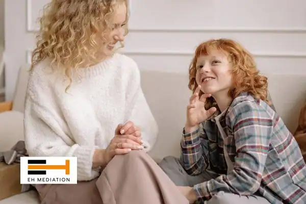 Happy mother and child after sorting child arrangements mediation Sleaford